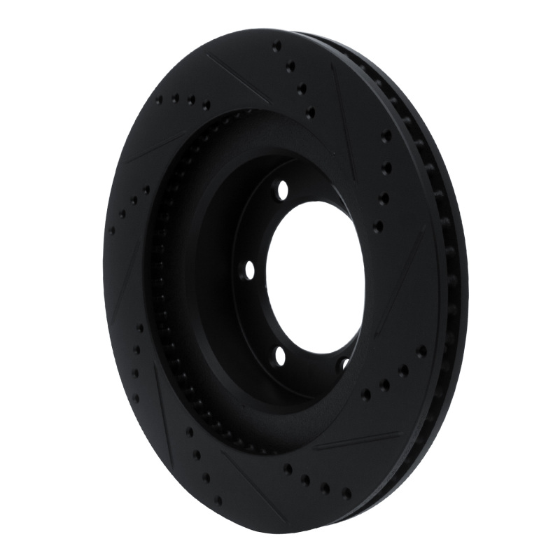 Lexus GX470 Brake Rotor (1) - Front Left - R1 Concepts - Drilled & Slotted - Black - `03-`09